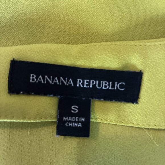 Banana Republic Womens Size S Top Yellow Ruffle Sleeve V Neck Peplum Blouse - Picture 5 of 6